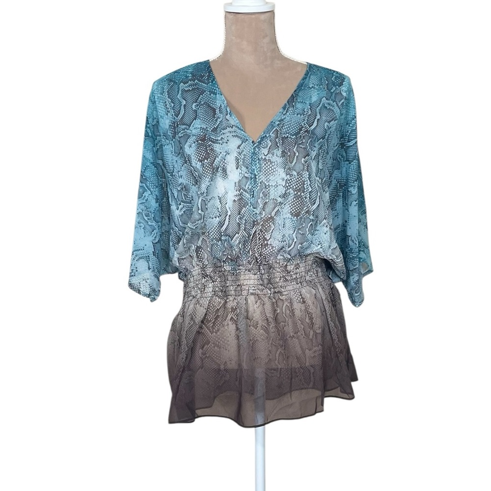 Monograph Snakeskin Print Semi-Sheer Swimsuit Coverup